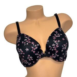 VICTORIA'S SECRET 38D Love Cloud‎ Lightly Lined Demi Smooth BlackFloral Bra NEW